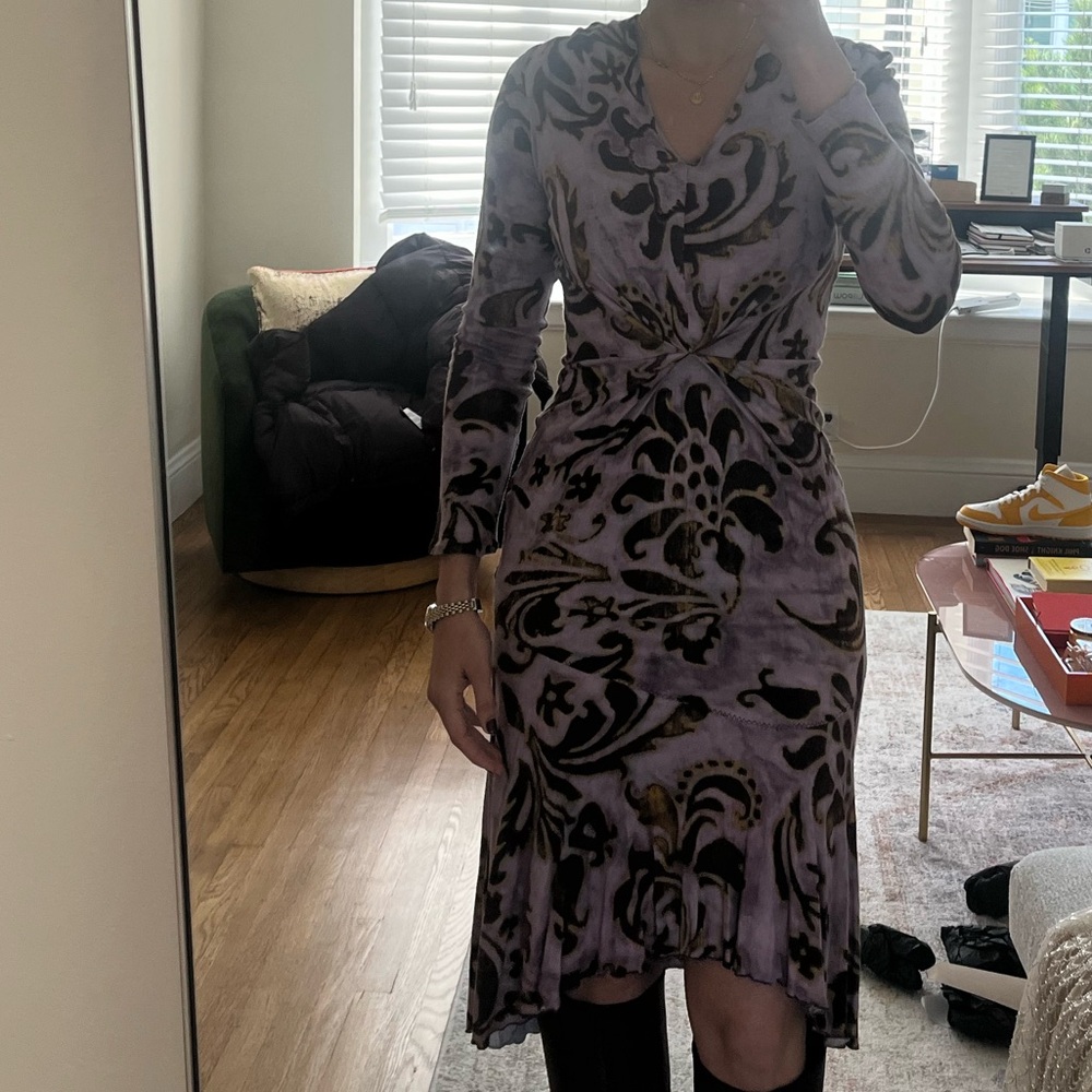 Vintage Italian lilac and brown Roberto Cavalli dress - Picture 5 of 7